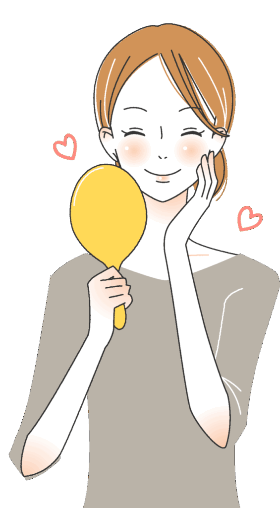 鏡の前でご機嫌肌